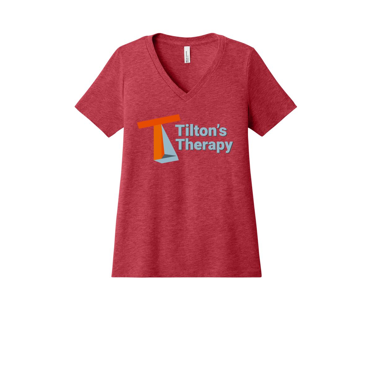 tiltonstherapy-womens-relaxed-v-neck-tee-dtf-front-6405CVC-heatherred-flat-front
