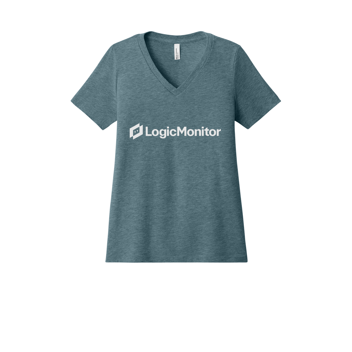 logicmonitor-womens-relaxed-v-neck-tee-dtf-front-6405CVC-heatherslate-flat-front