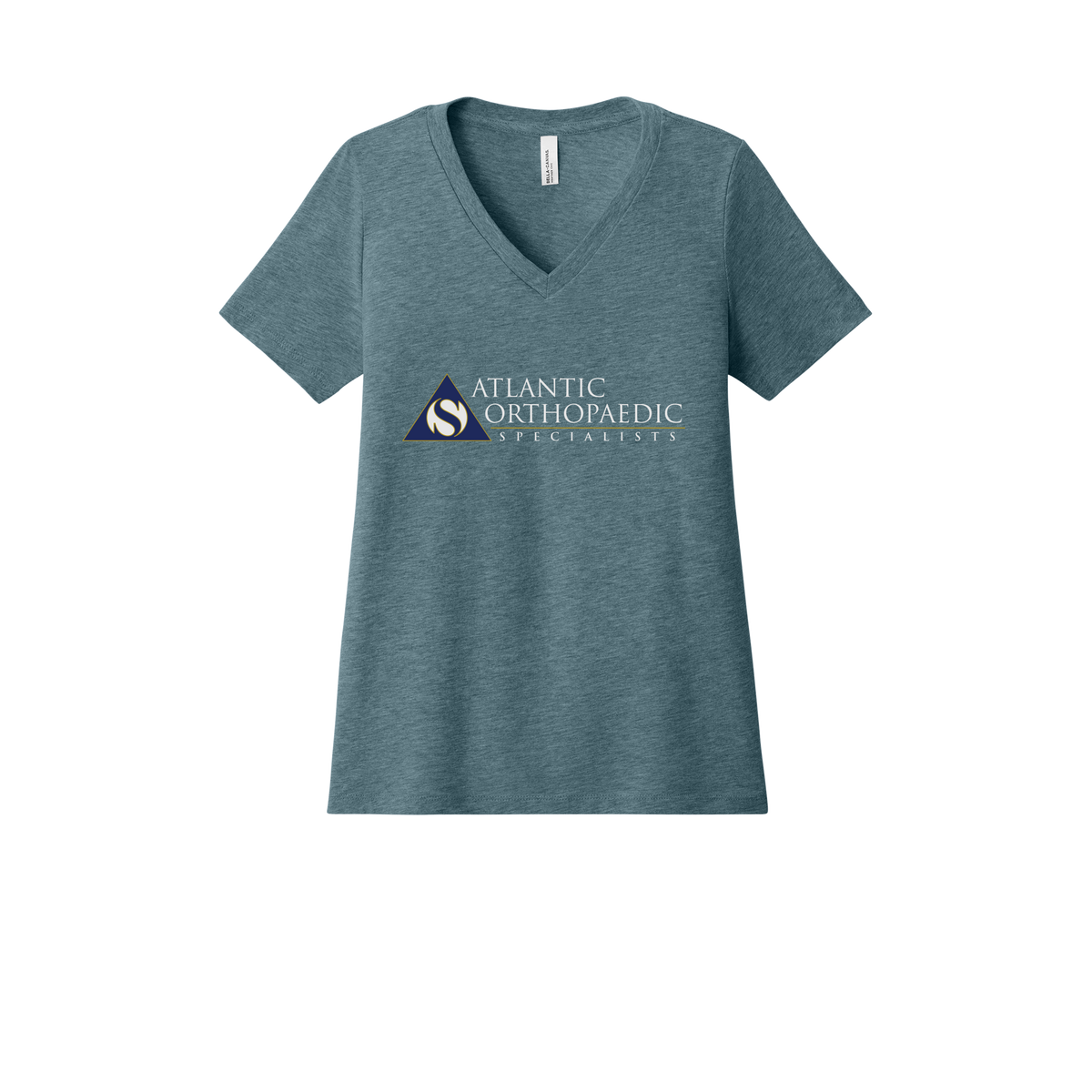 atlanticortho-womens-relaxed-v-neck-tee-dtf-front-6405CVC-heatherslate-flat-front