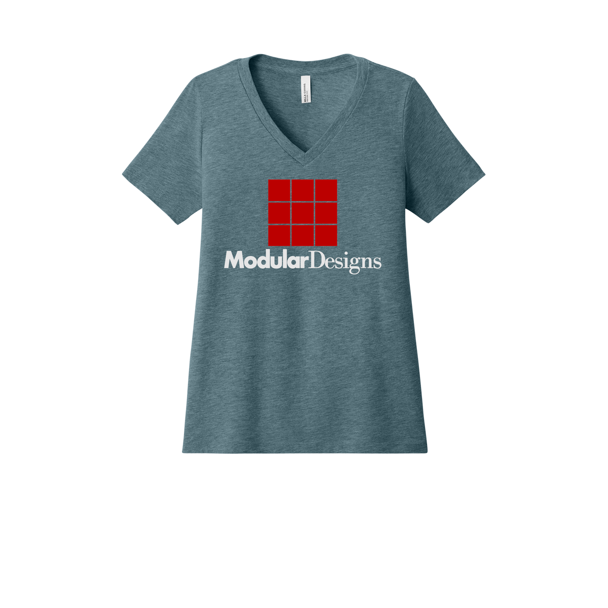 modulardesignsflooring-womens-relaxed-v-neck-tee-dtf-front-6405CVC-heatherslate-flat-front