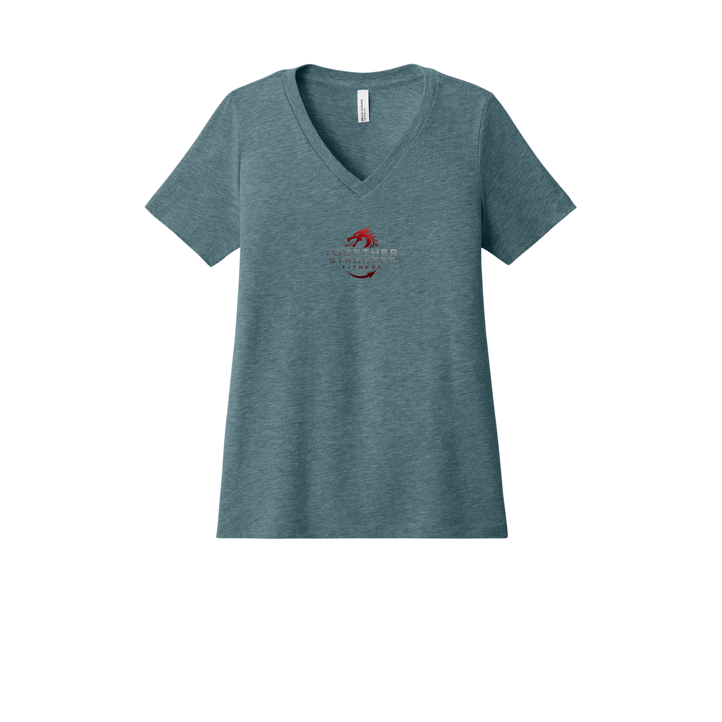 togetherstrongerfitness-womens-relaxed-v-neck-tee-dtf-front-6405CVC-heatherslate-flat-front
