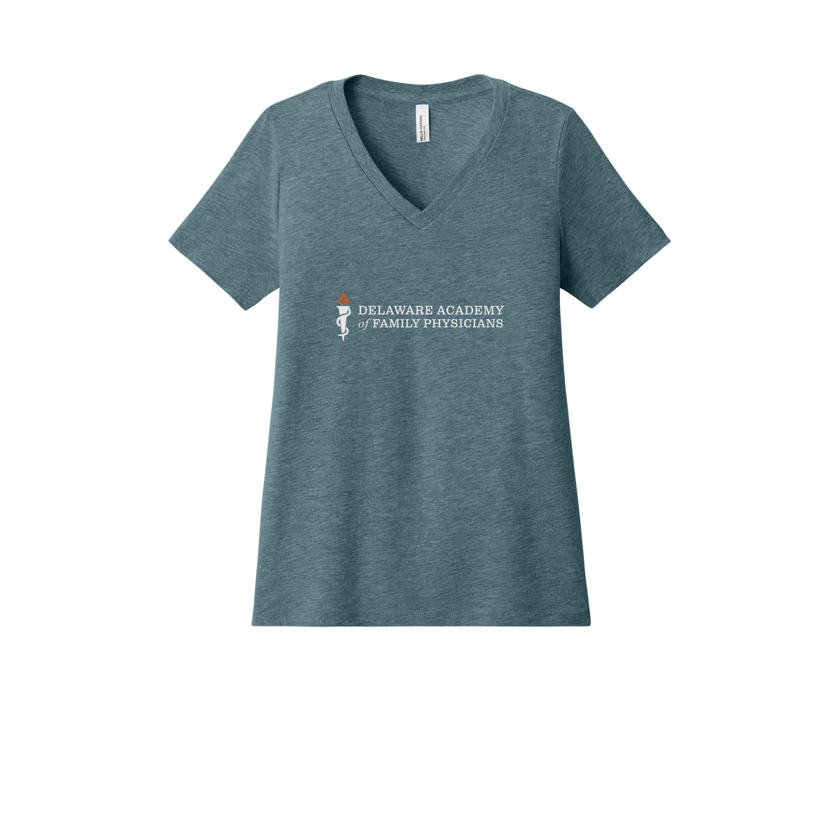 delfamdoc-womens-relaxed-v-neck-tee-dtf-front-6405CVC-heatherslate-flat-front