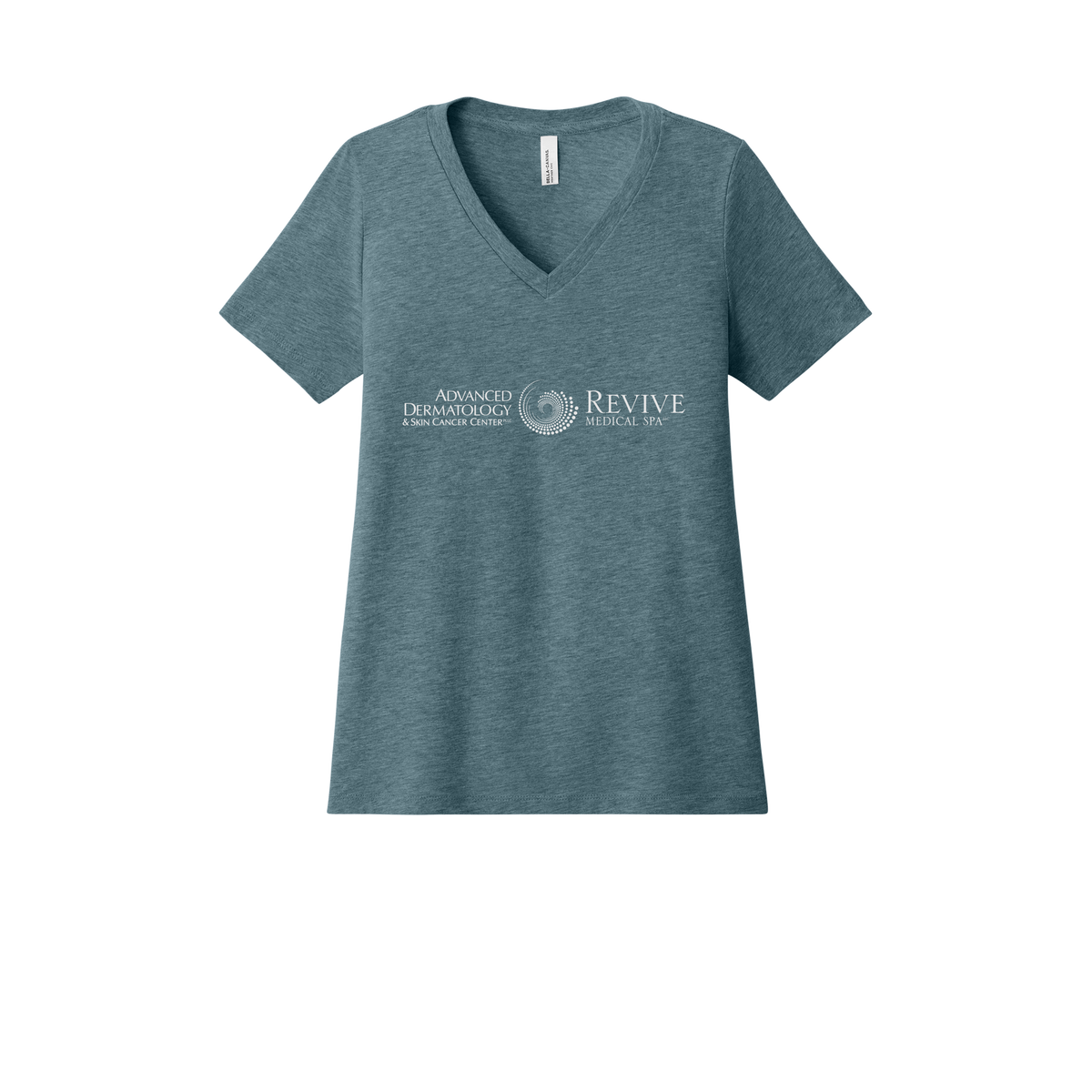 advancedskinmd-womens-relaxed-v-neck-tee-dtf-front-6405CVC-heatherslate-flat-front