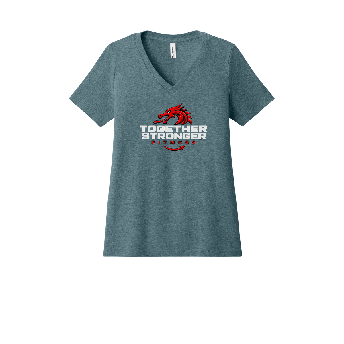 togetherstrongerfitness-womens-relaxed-v-neck-tee-dtf-front-6405CVC-heatherslate-flat-front