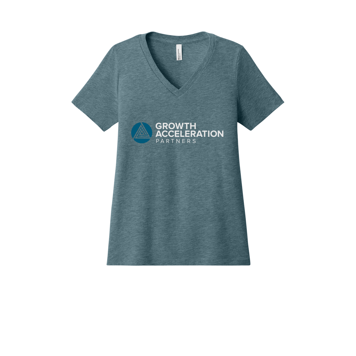 growthaccelerationpartners-womens-relaxed-v-neck-tee-dtf-front-6405CVC-heatherslate-flat-front