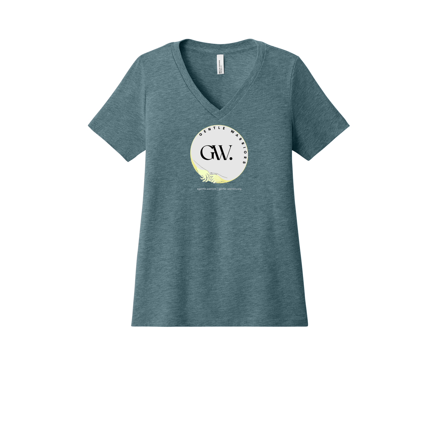 gentle-warriors-womens-relaxed-v-neck-tee-dtf-front-6405CVC-heatherslate-flat-front