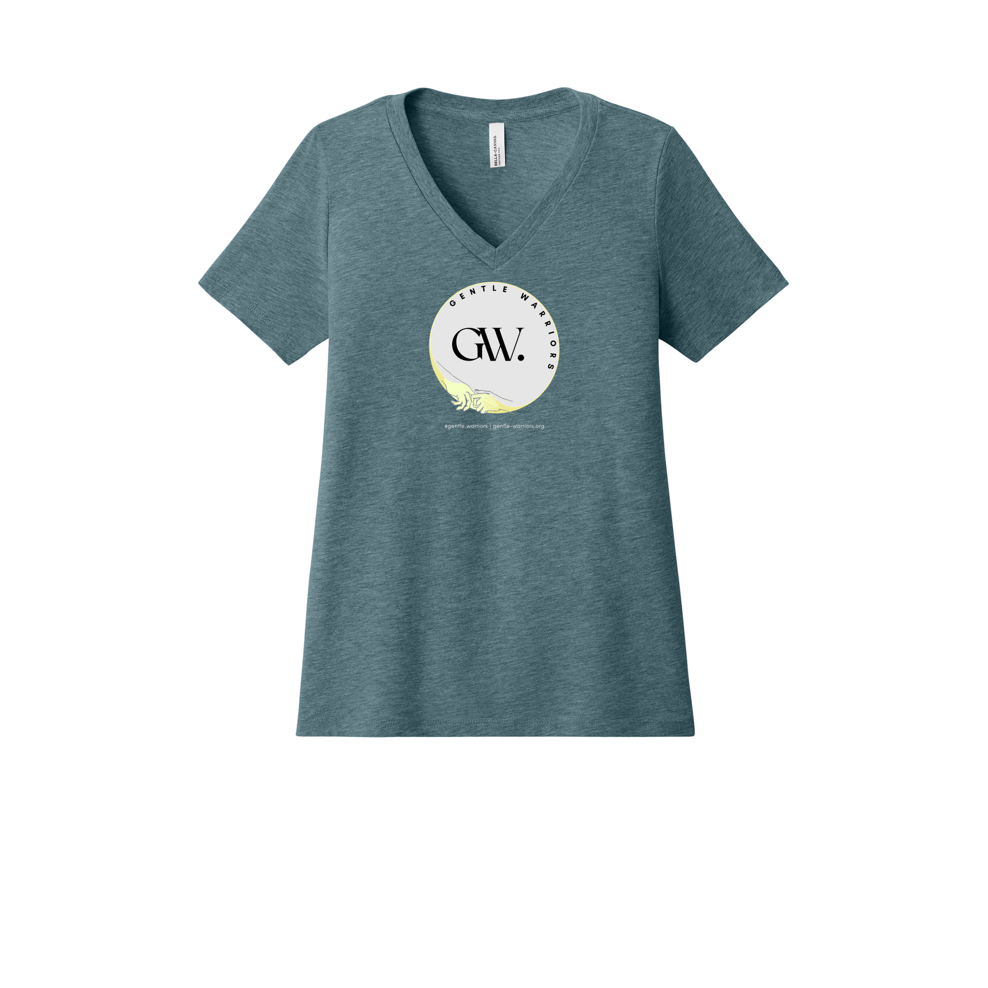 gentle-warriors-womens-relaxed-v-neck-tee-dtf-front-6405CVC-heatherslate-flat-front