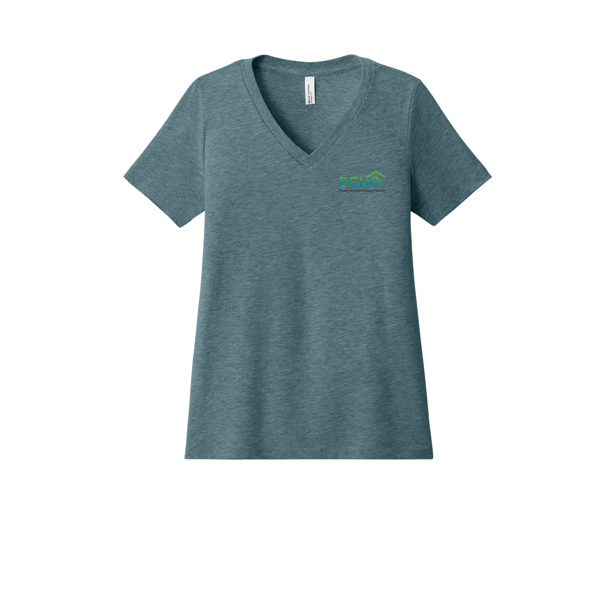 pcho-womens-relaxed-v-neck-tee-dtf-leftchest-6405CVC-heatherslate-flat-front