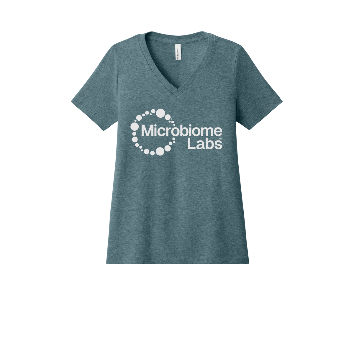 microbiomelabs-womens-relaxed-v-neck-tee-dtf-front-6405CVC-heatherslate-flat-front