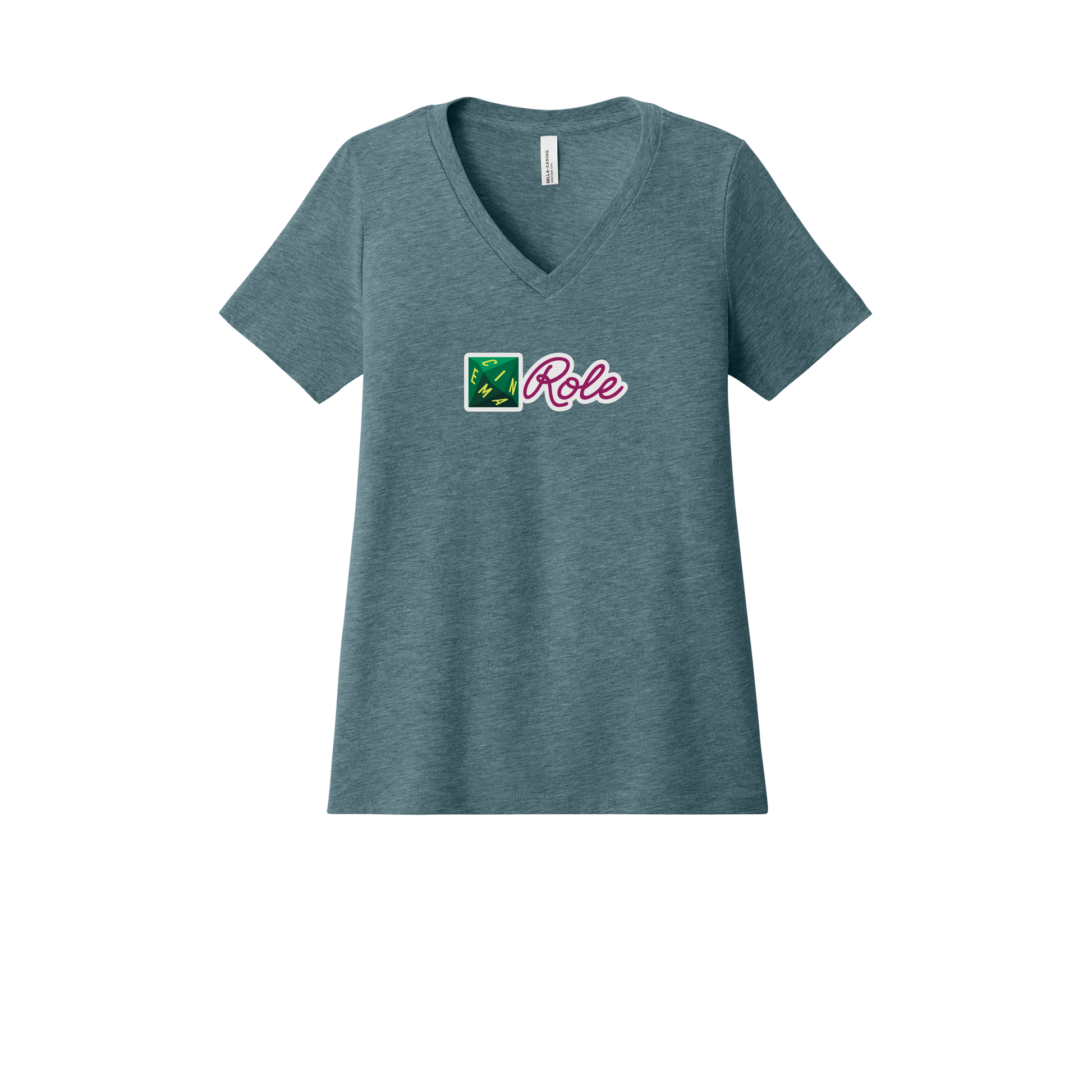cinemarole-womens-relaxed-v-neck-tee-dtf-front-6405CVC-heatherslate-flat-front