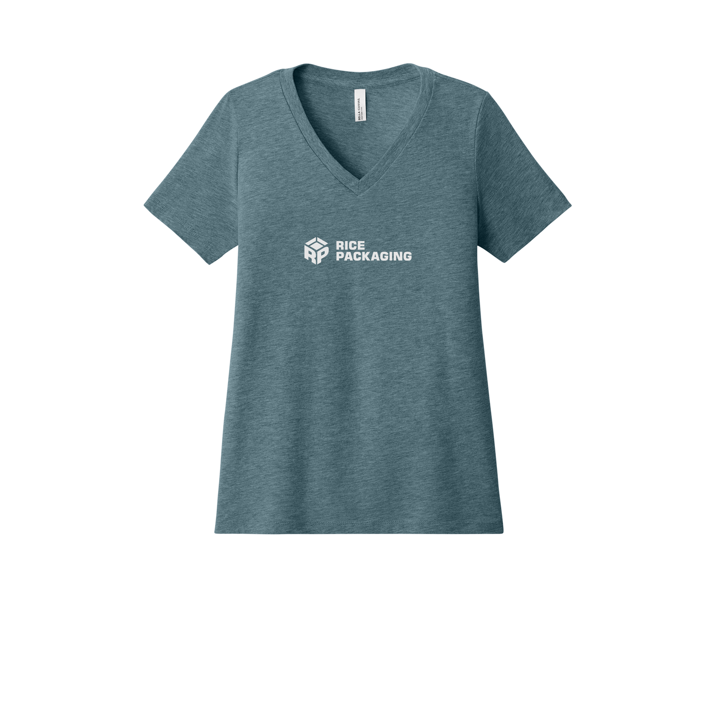 ricepackaging-womens-relaxed-v-neck-tee-dtf-front-6405CVC-heatherslate-flat-front