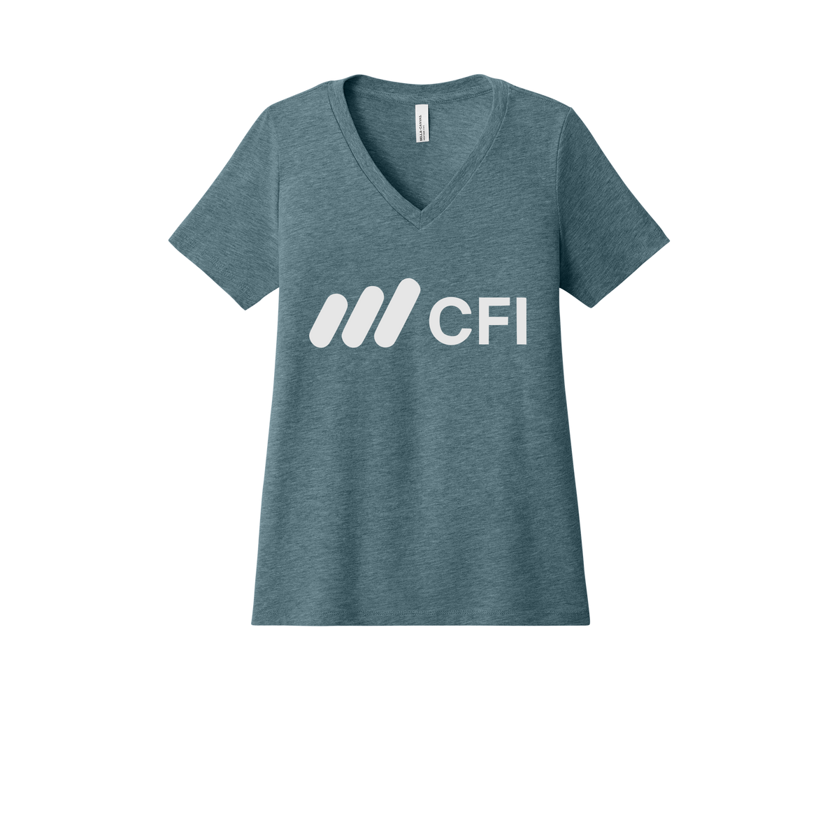 corporatefinanceinstitute-womens-relaxed-v-neck-tee-dtf-front-6405CVC-heatherslate-flat-front