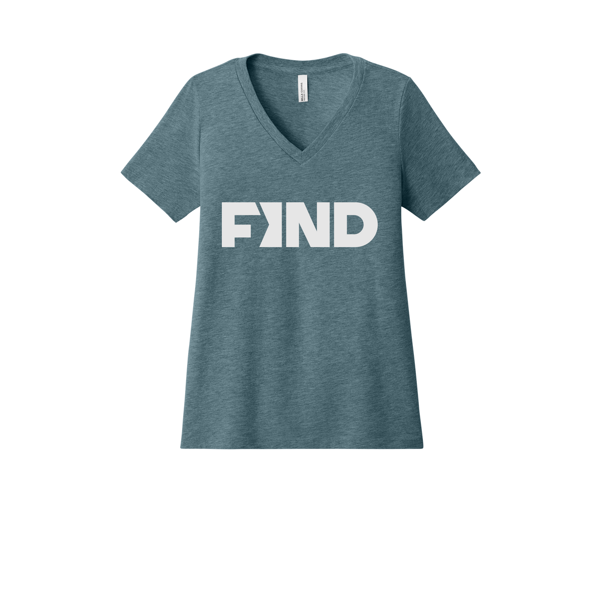findrealestate-womens-relaxed-v-neck-tee-dtf-front-6405CVC-heatherslate-flat-front