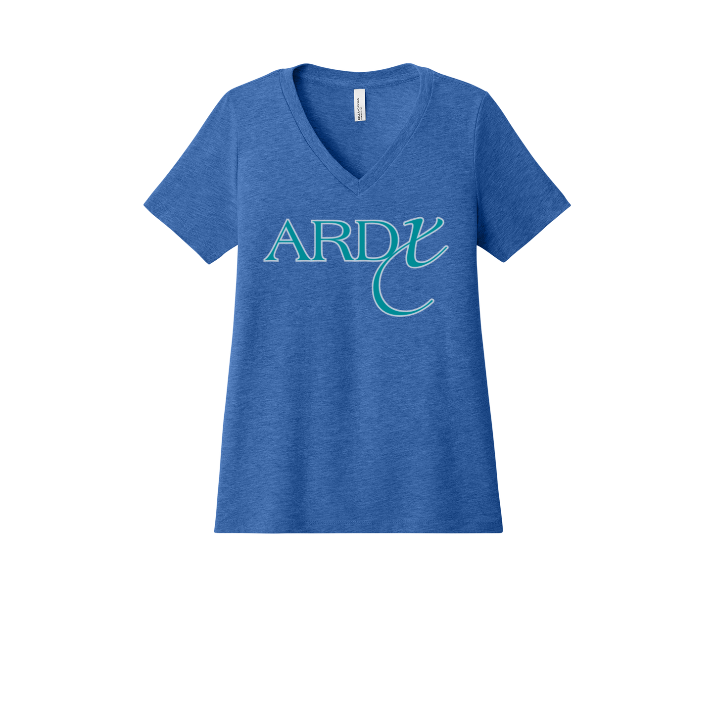 ardx-womens-relaxed-v-neck-tee-dtf-front-6405CVC-heathertrueroyal-flat-front