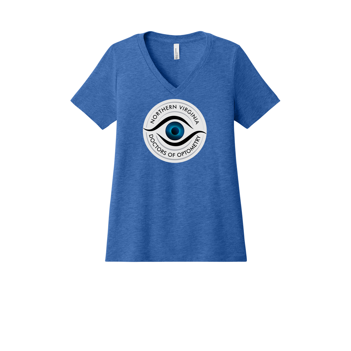novaeyedocs-womens-relaxed-v-neck-tee-dtf-front-6405CVC-heathertrueroyal-flat-front
