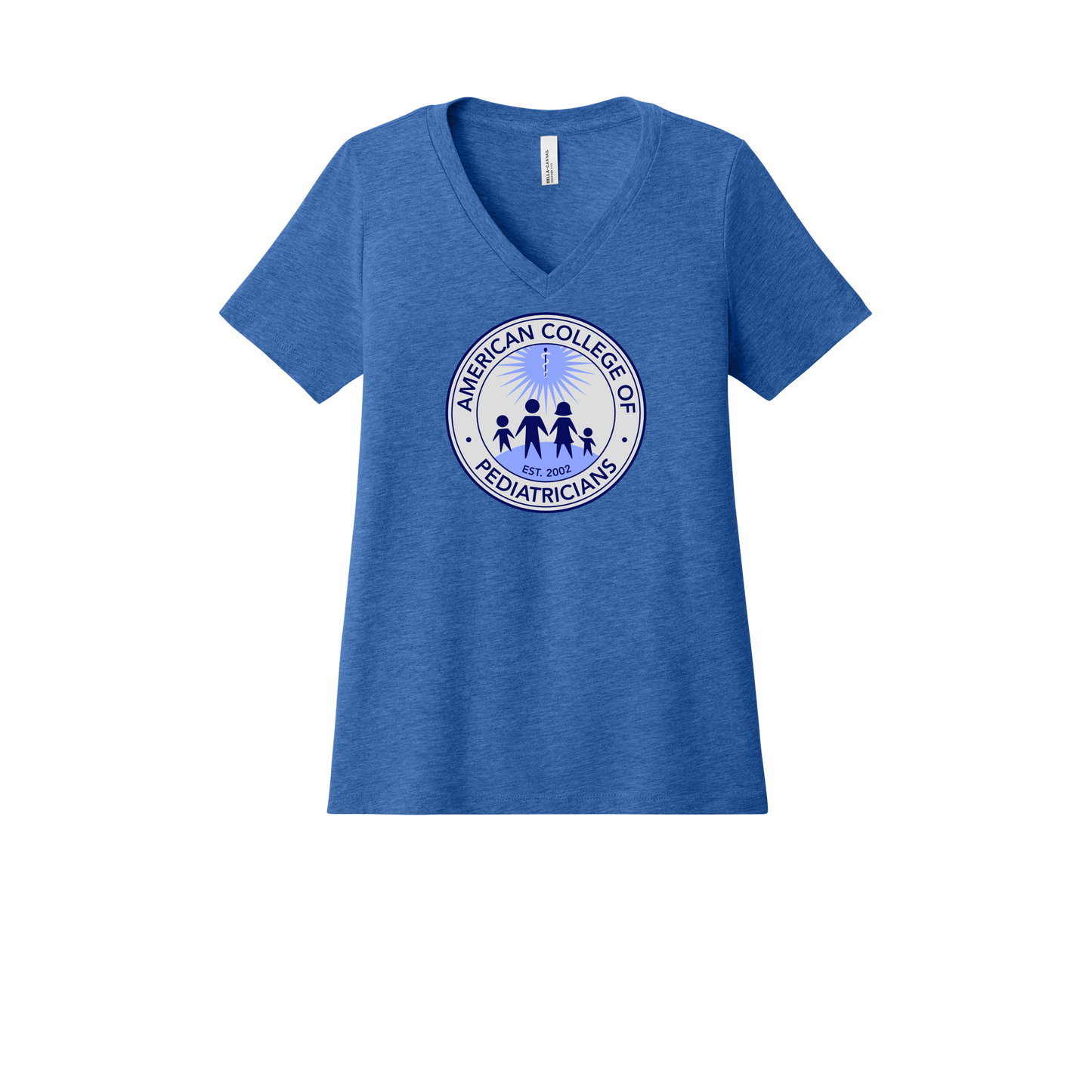 acpeds-womens-relaxed-v-neck-tee-dtf-front-6405CVC-heathertrueroyal-flat-front