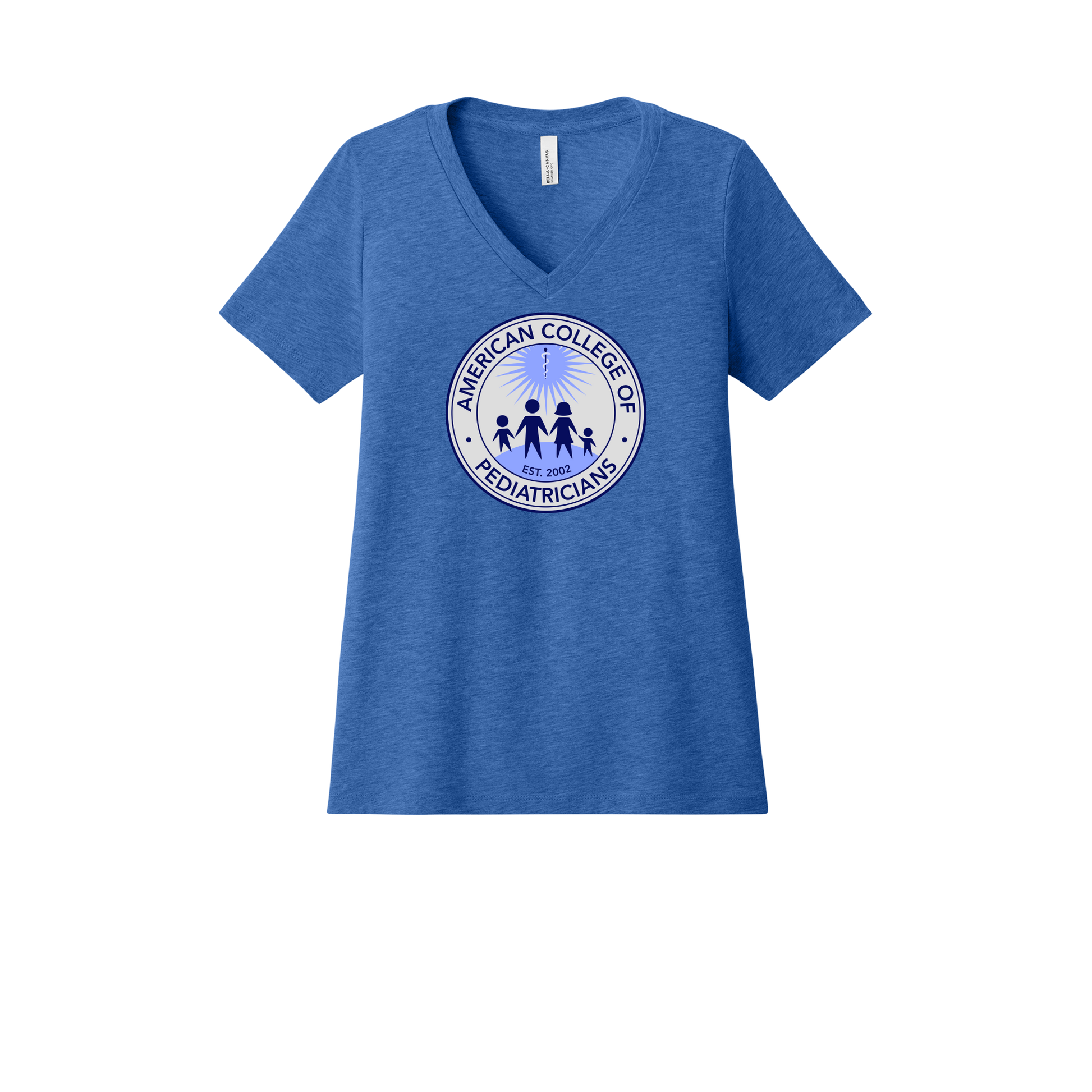 acpeds-womens-relaxed-v-neck-tee-dtf-front-6405CVC-heathertrueroyal-flat-front