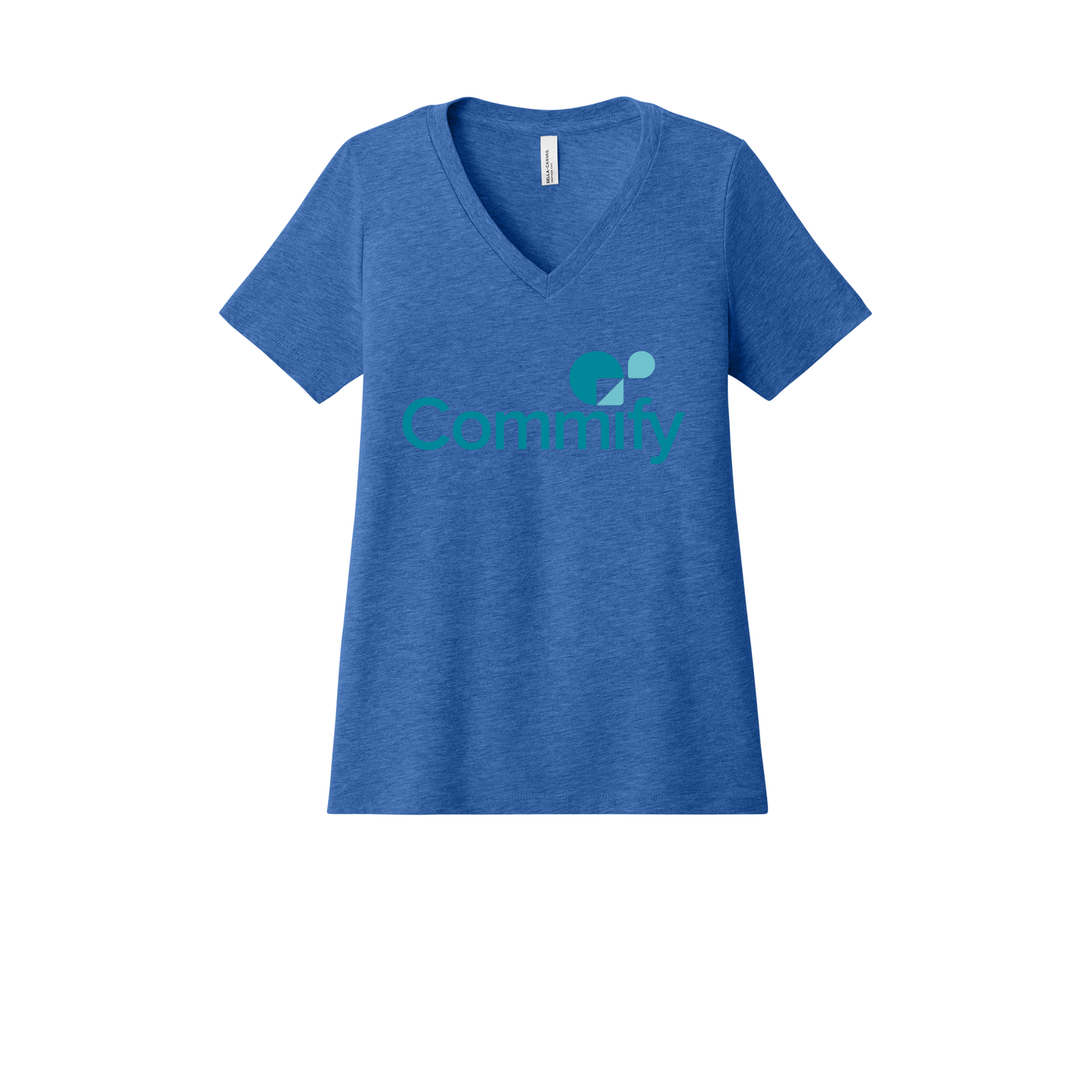 commify-womens-relaxed-v-neck-tee-dtf-front-6405CVC-heathertrueroyal-flat-front
