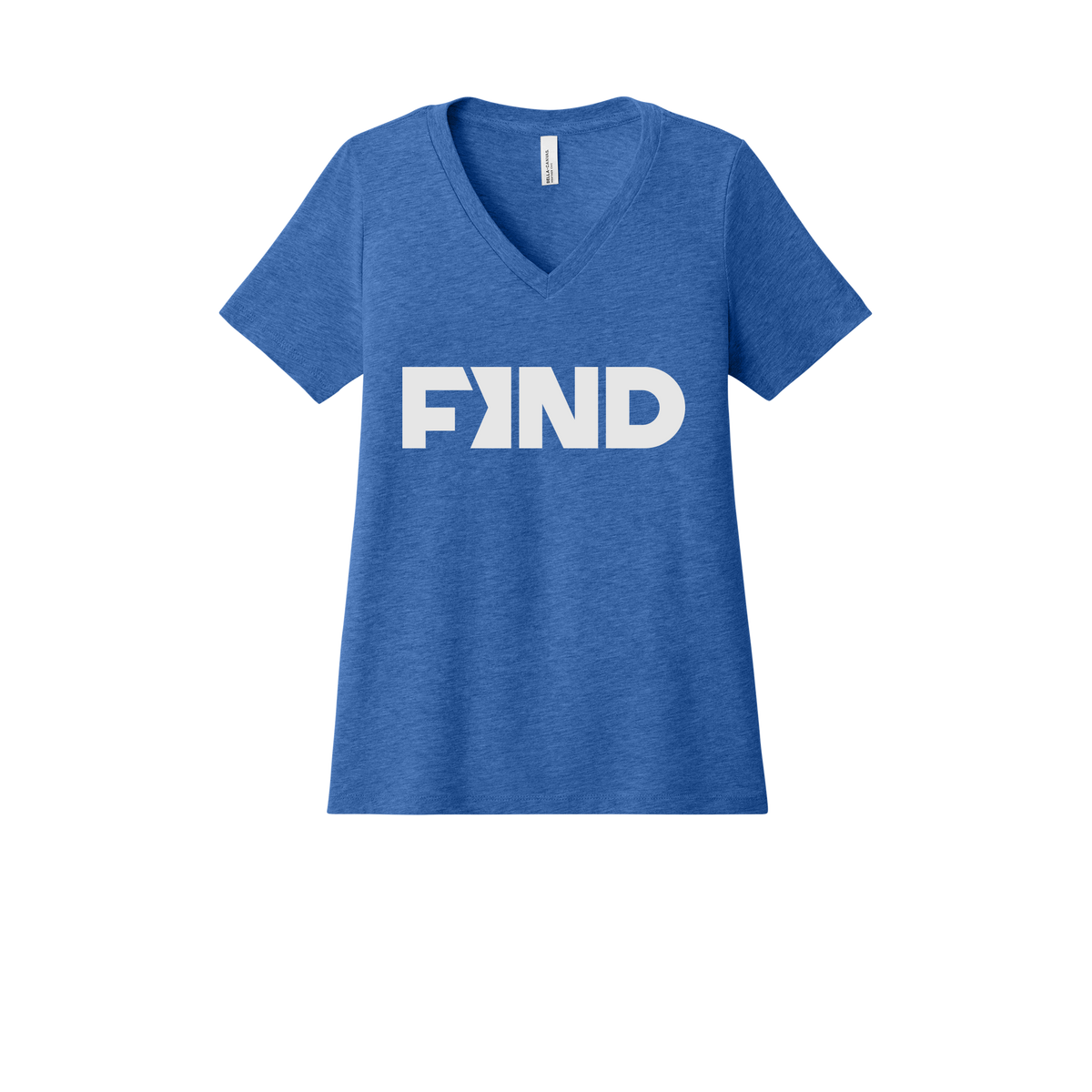 findrealestate-womens-relaxed-v-neck-tee-dtf-front-6405CVC-heathertrueroyal-flat-front