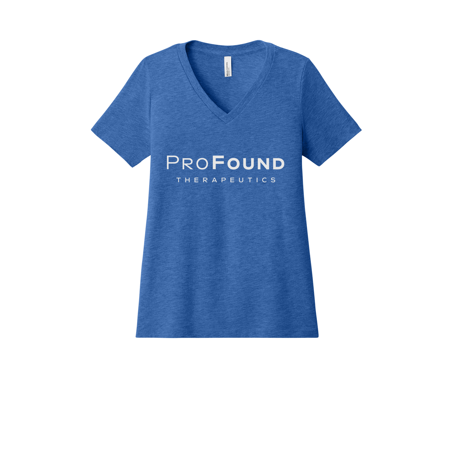 profoundtx-womens-relaxed-v-neck-tee-dtf-front-6405CVC-heathertrueroyal-flat-front