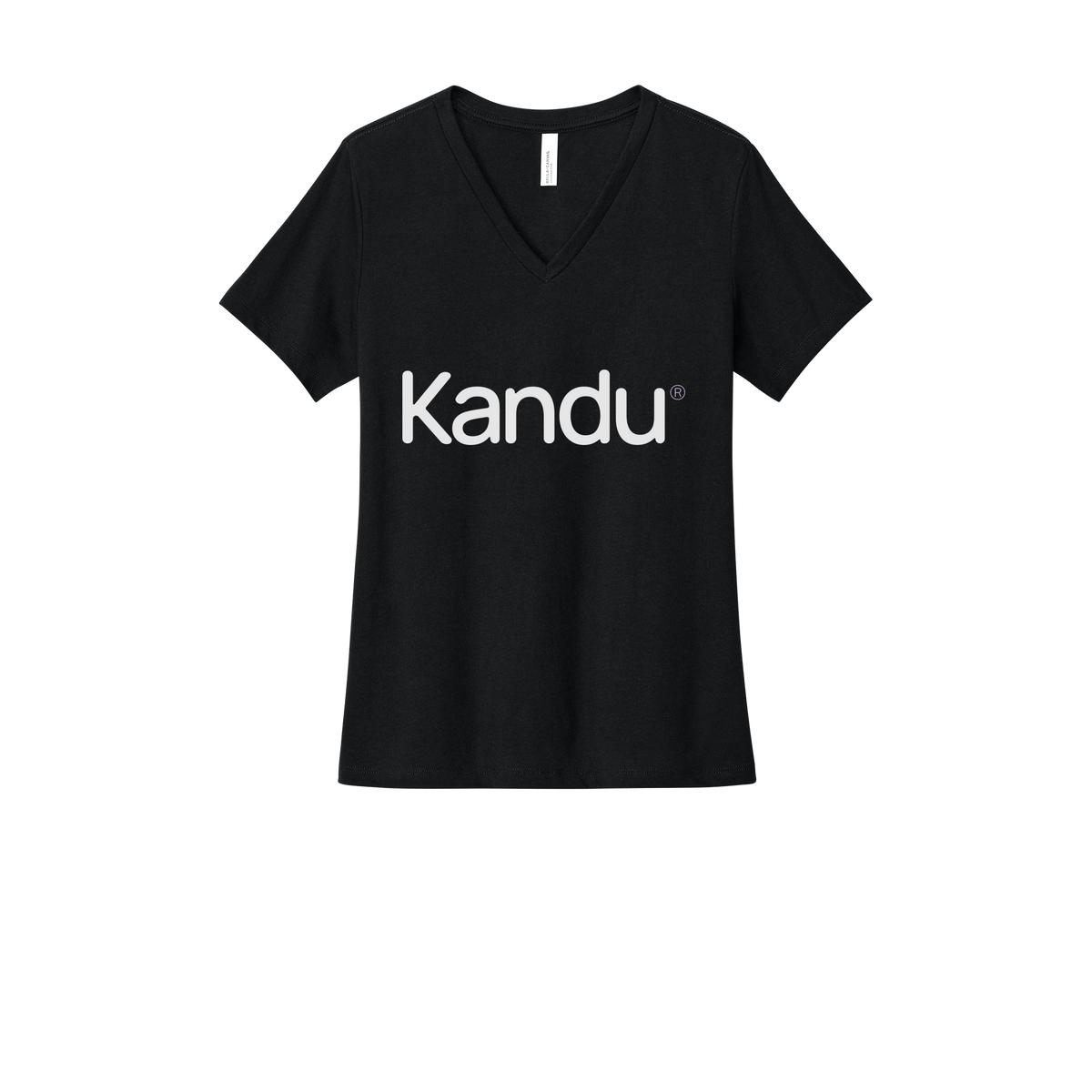 kandu-womens-relaxed-v-neck-tee-dtf-front-6405CVC-solidblackblend-flat-front