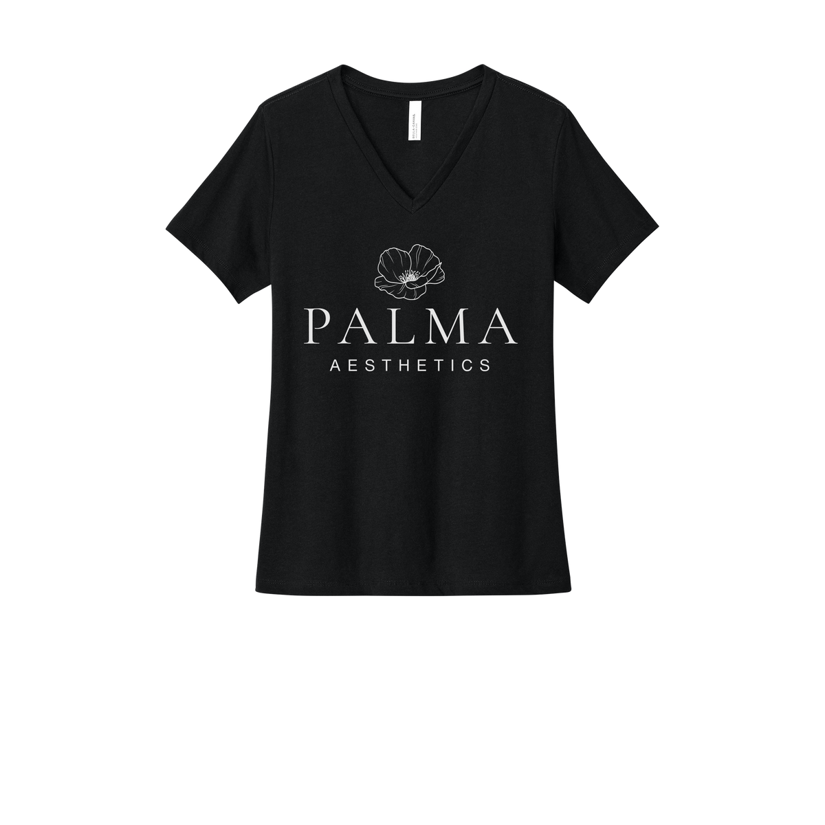 palmaaesthetics-womens-relaxed-v-neck-tee-dtf-front-6405CVC-solidblackblend-flat-front