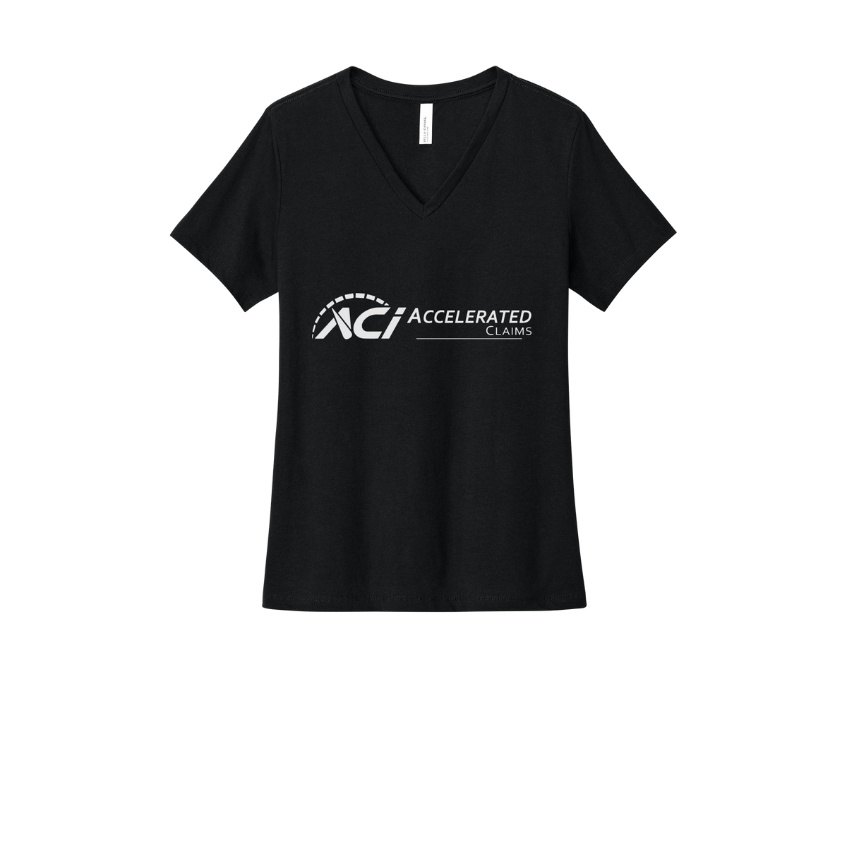 accelclaims-womens-relaxed-v-neck-tee-dtf-front-6405CVC-solidblackblend-flat-front