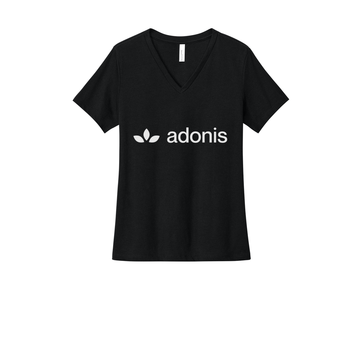 adonis-womens-relaxed-v-neck-tee-dtf-front-6405CVC-solidblackblend-flat-front