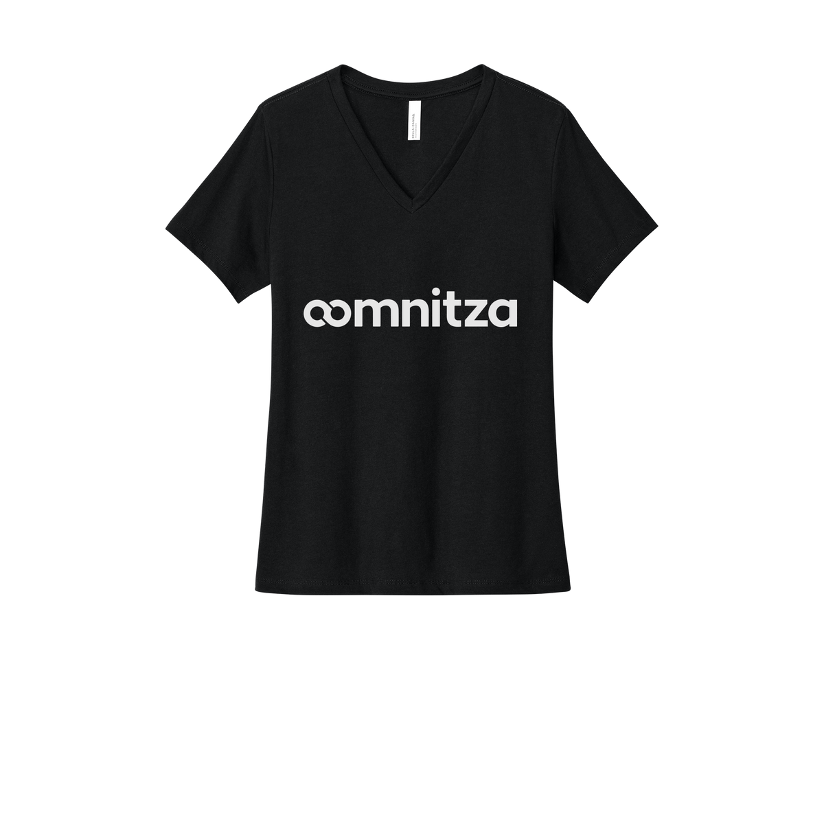 oomnitza-womens-relaxed-v-neck-tee-dtf-front-6405CVC-solidblackblend-flat-front