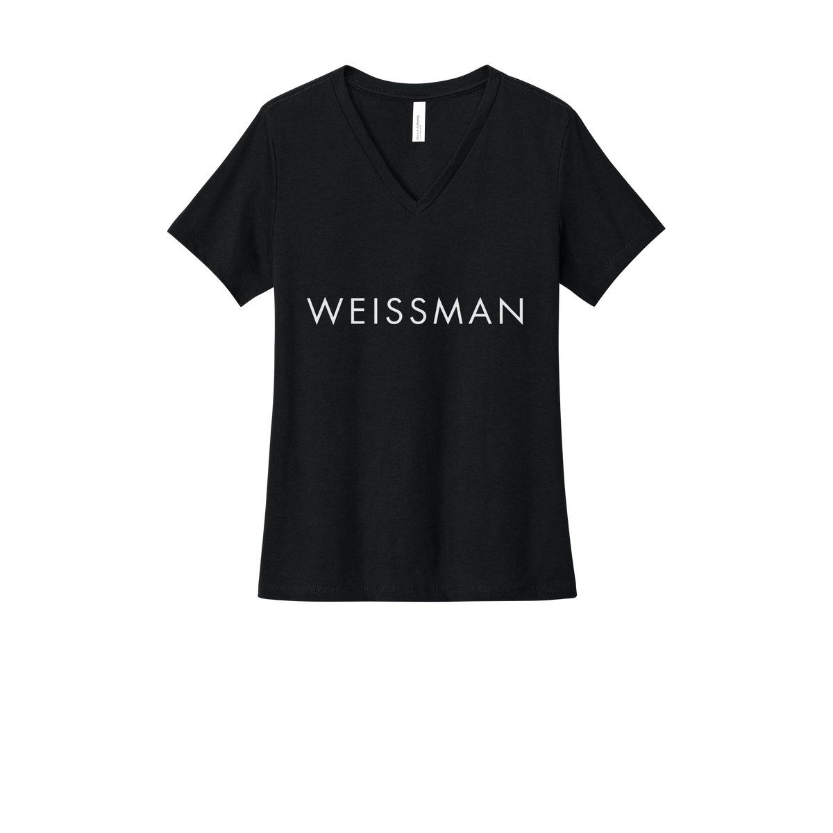 weissmans-womens-relaxed-v-neck-tee-dtf-front-6405CVC-solidblackblend-flat-front