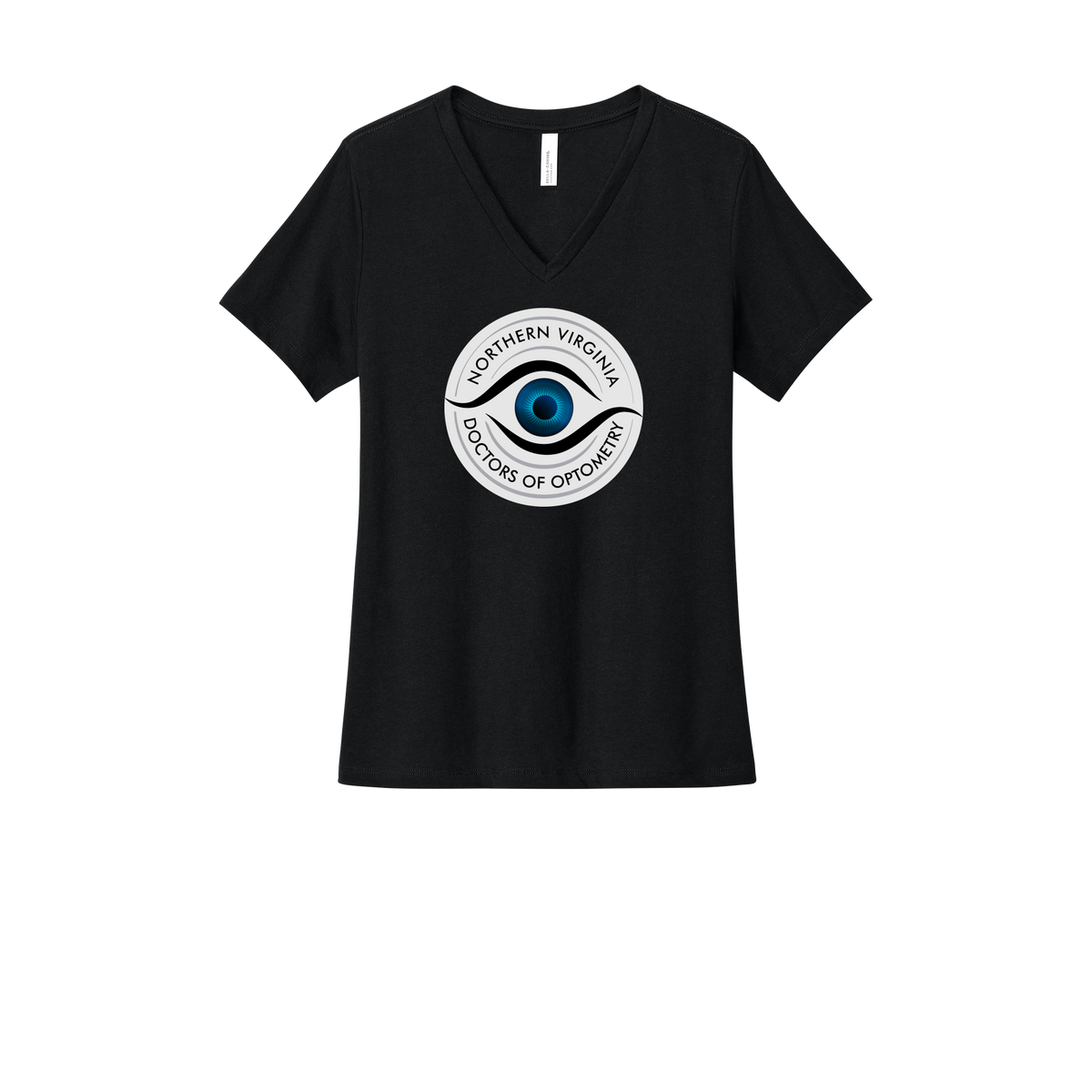 novaeyedocs-womens-relaxed-v-neck-tee-dtf-front-6405CVC-solidblackblend-flat-front
