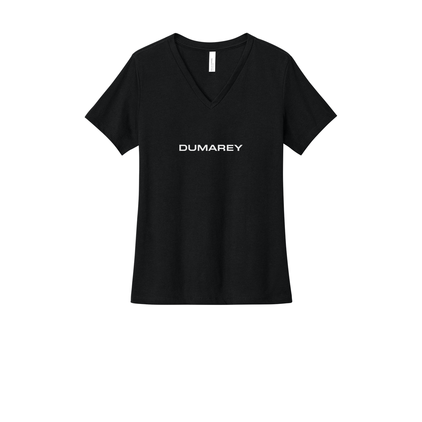 dumarey-womens-relaxed-v-neck-tee-dtf-front-6405CVC-solidblackblend-flat-front