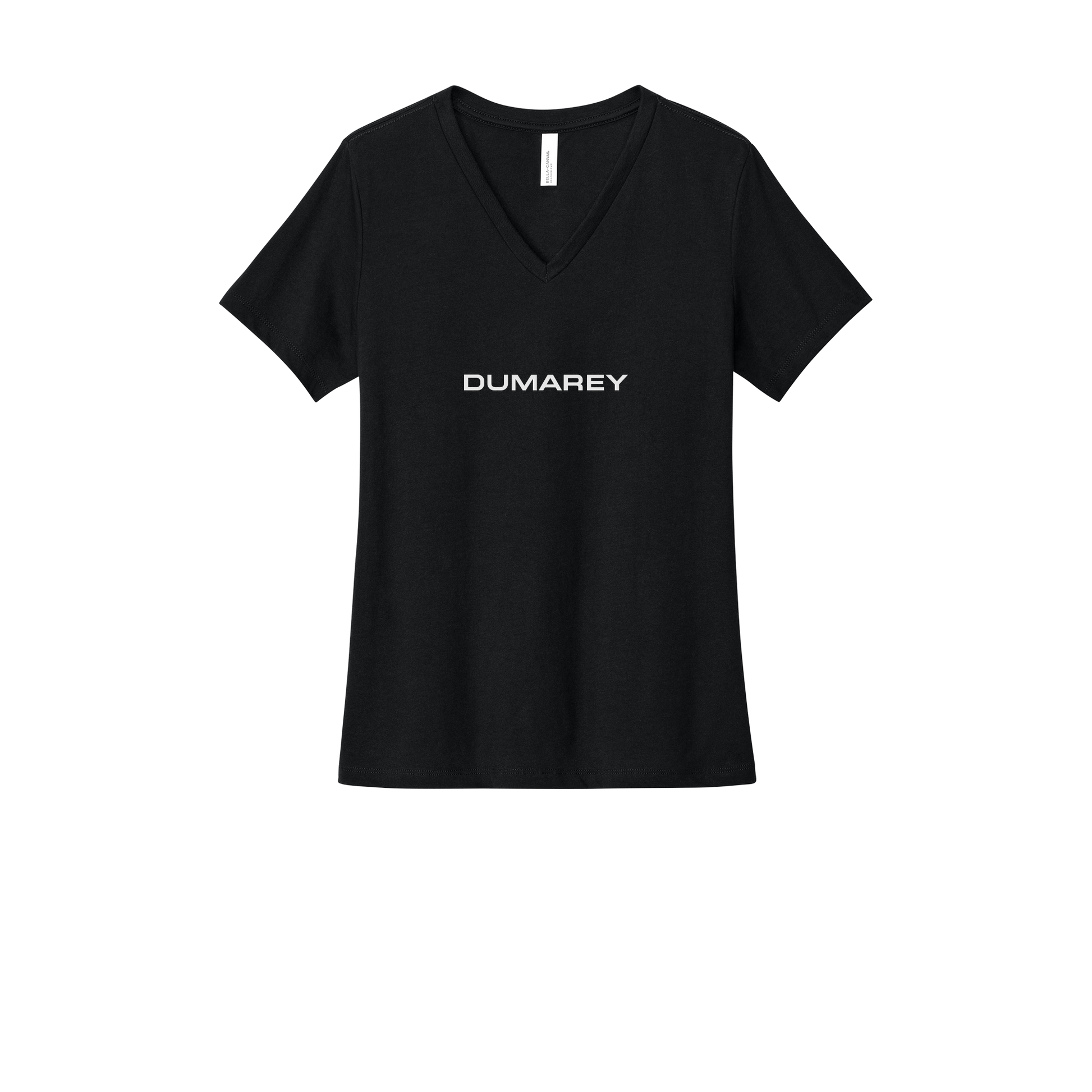 dumarey-womens-relaxed-v-neck-tee-dtf-front-6405CVC-solidblackblend-flat-front