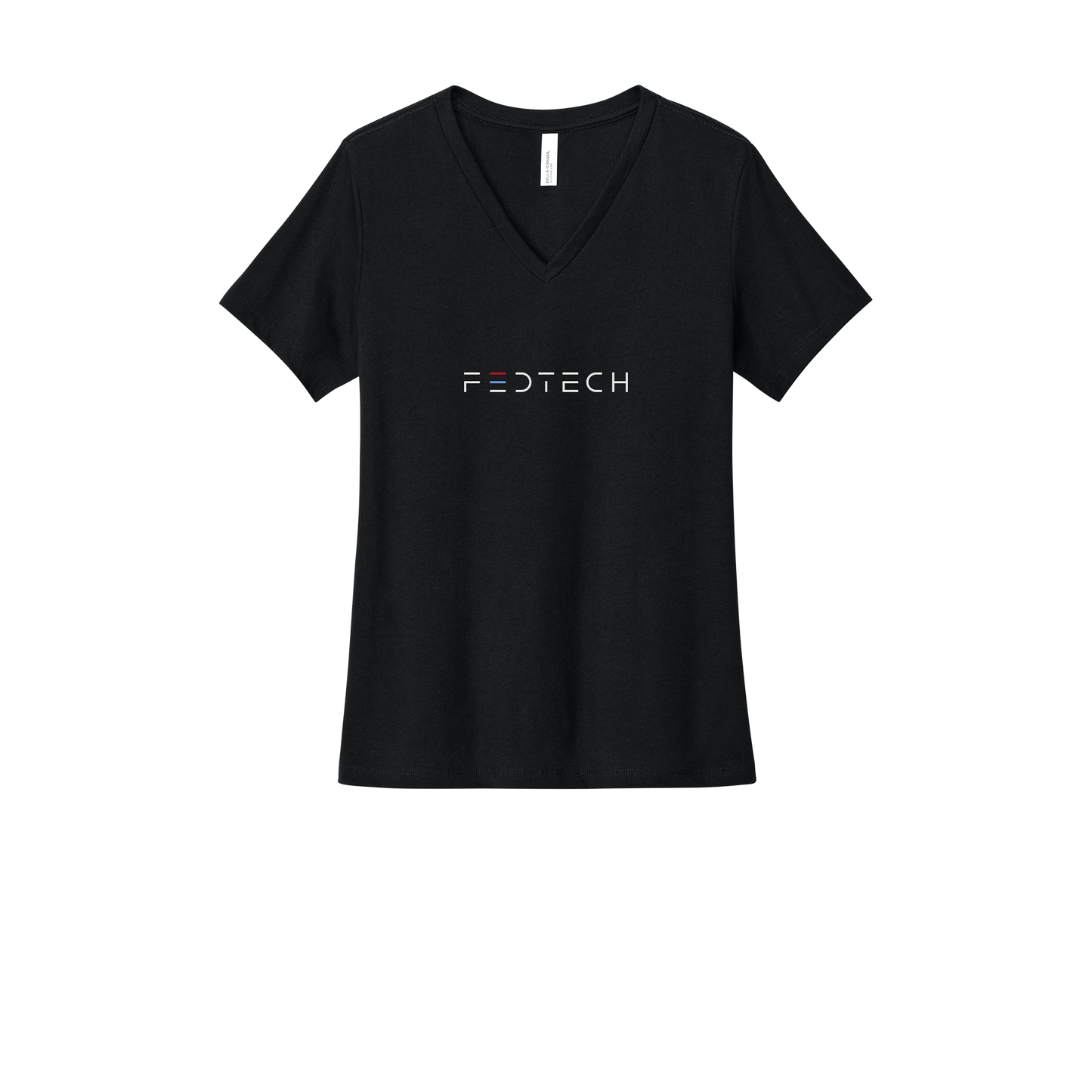 fedtech-womens-relaxed-v-neck-tee-dtf-front-6405CVC-solidblackblend-flat-front