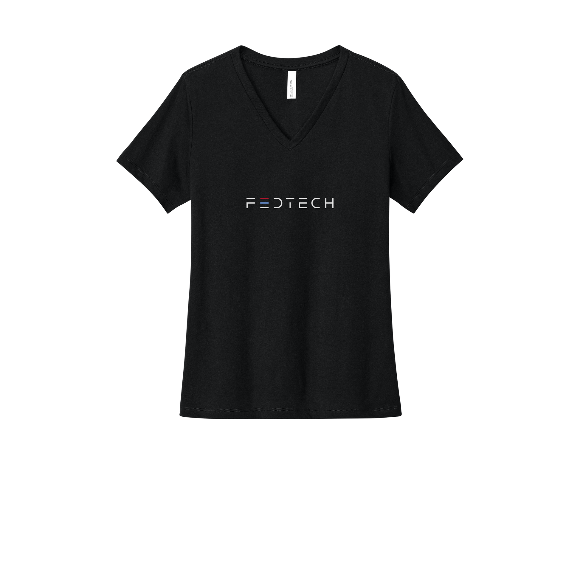 fedtech-womens-relaxed-v-neck-tee-dtf-front-6405CVC-solidblackblend-flat-front