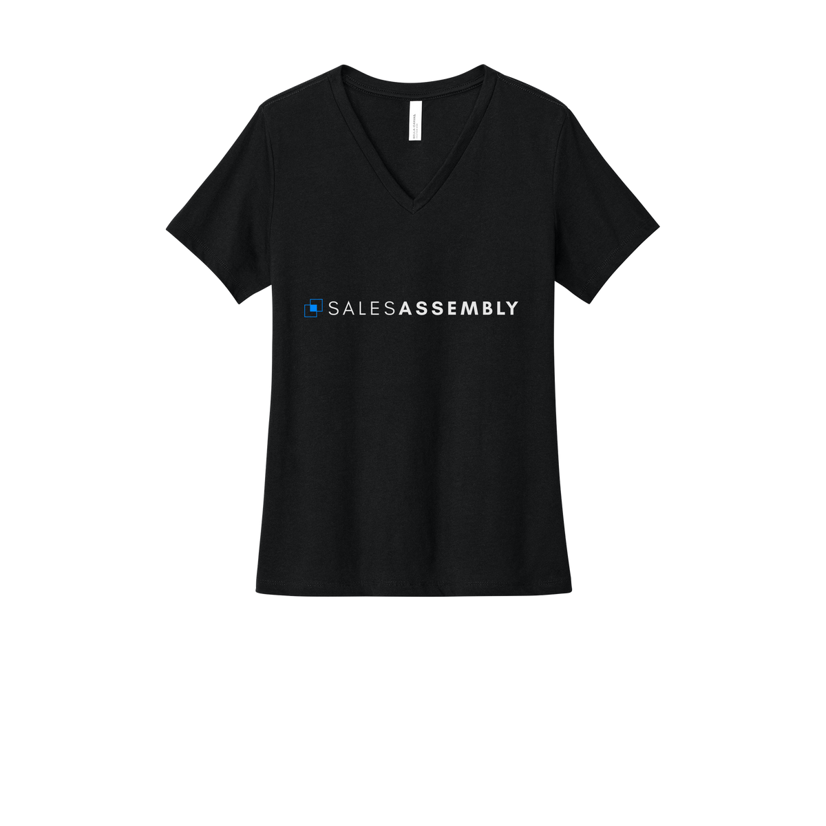 salesassembly-womens-relaxed-v-neck-tee-dtf-front-6405CVC-solidblackblend-flat-front