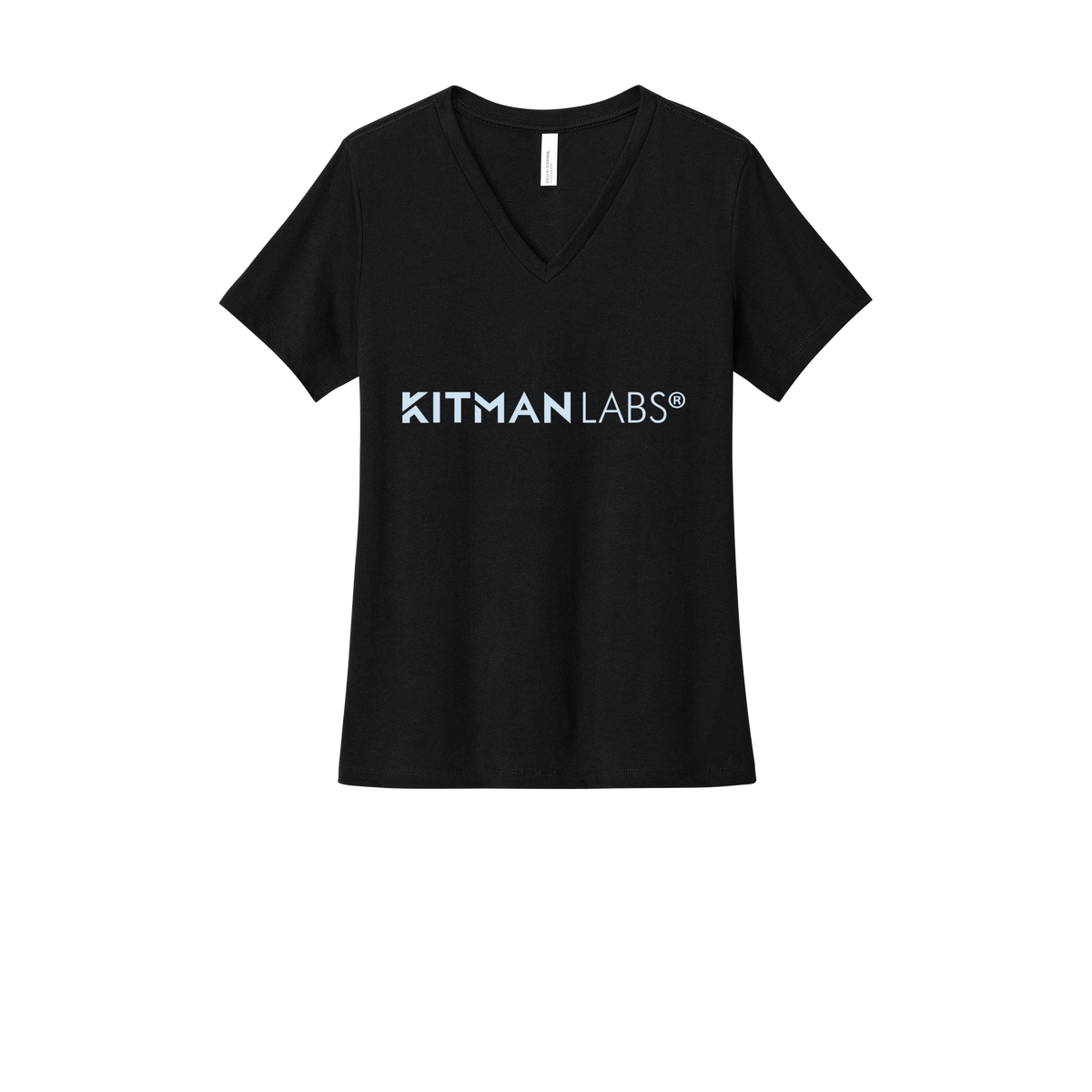 kitmanlabs-womens-relaxed-v-neck-tee-dtf-front-6405CVC-solidblackblend-flat-front