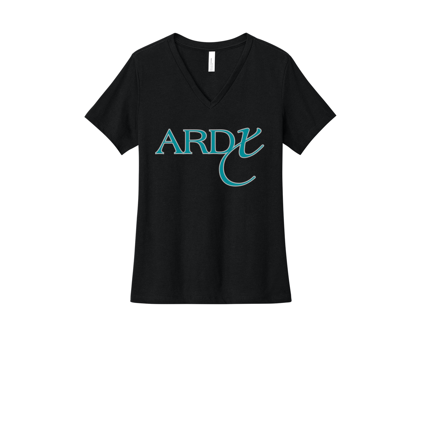 ardx-womens-relaxed-v-neck-tee-dtf-front-6405CVC-solidblackblend-flat-front