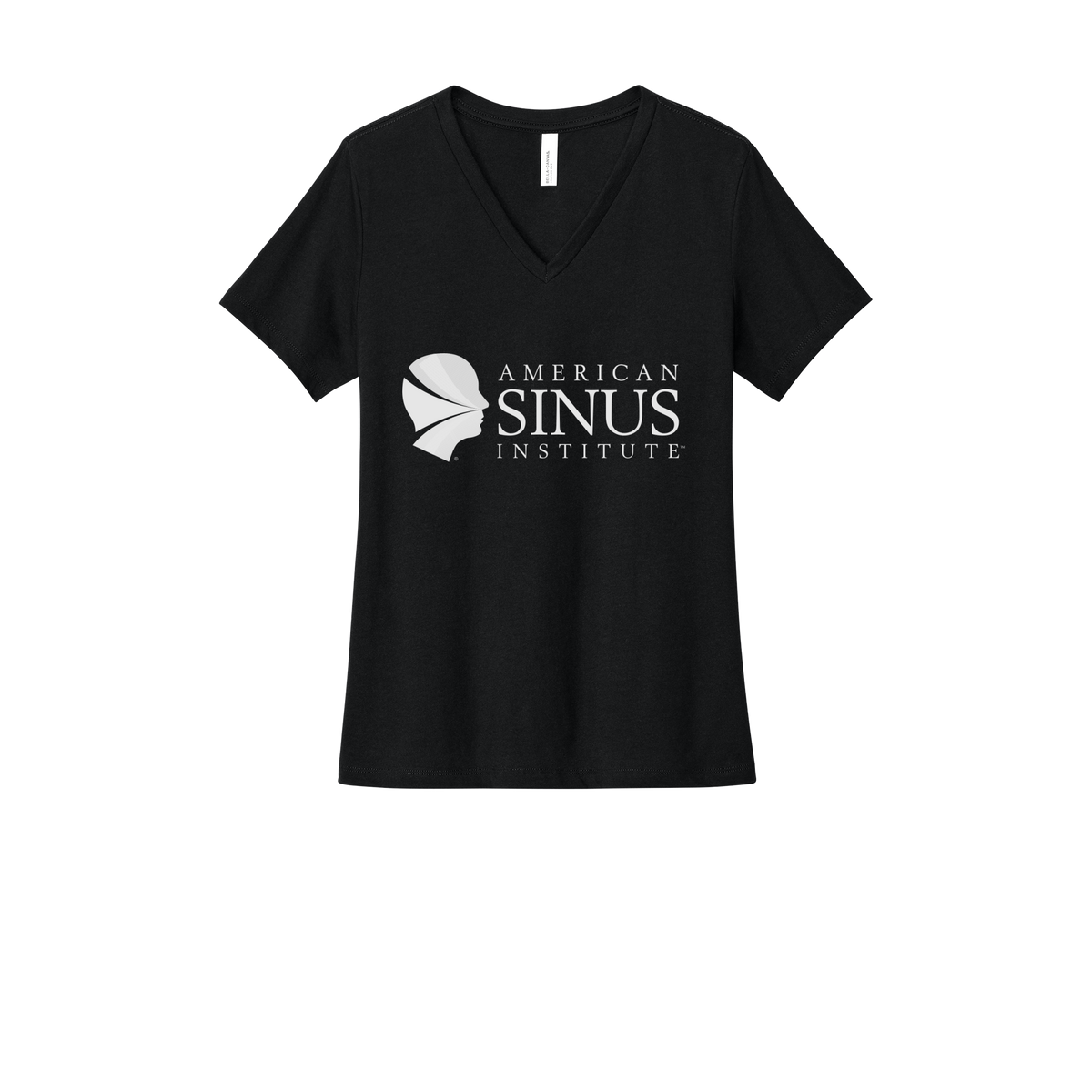 americansinus-womens-relaxed-v-neck-tee-dtf-front-6405CVC-solidblackblend-flat-front