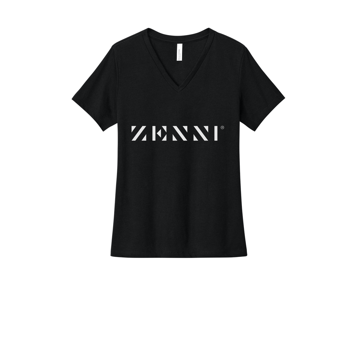 zennioptical-womens-relaxed-v-neck-tee-dtf-front-6405CVC-solidblackblend-flat-front