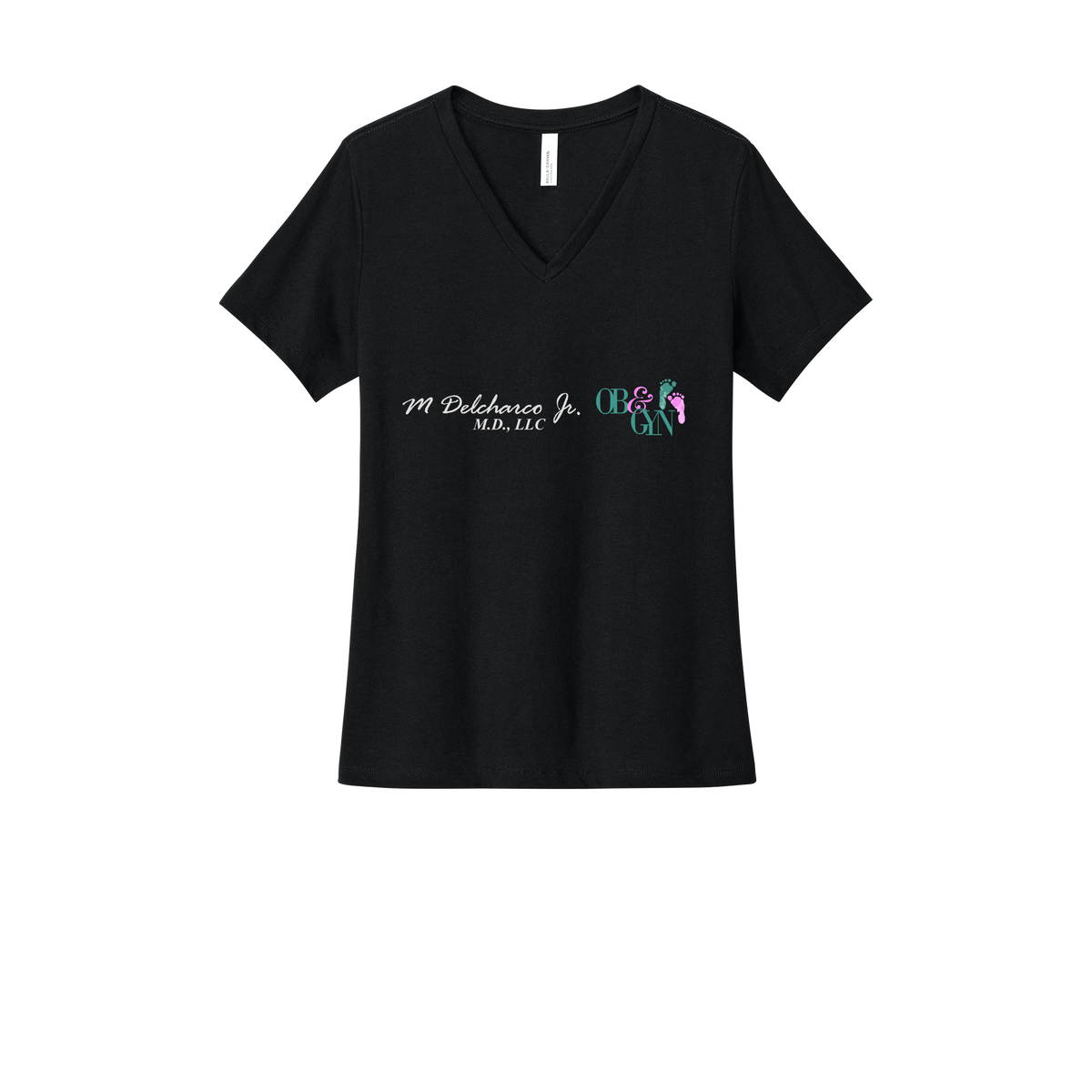 delcharco-womens-relaxed-v-neck-tee-dtf-front-6405CVC-solidblackblend-flat-front