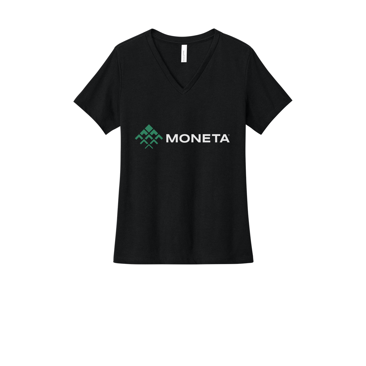 monetagroup-womens-relaxed-v-neck-tee-dtf-front-6405CVC-solidblackblend-flat-front