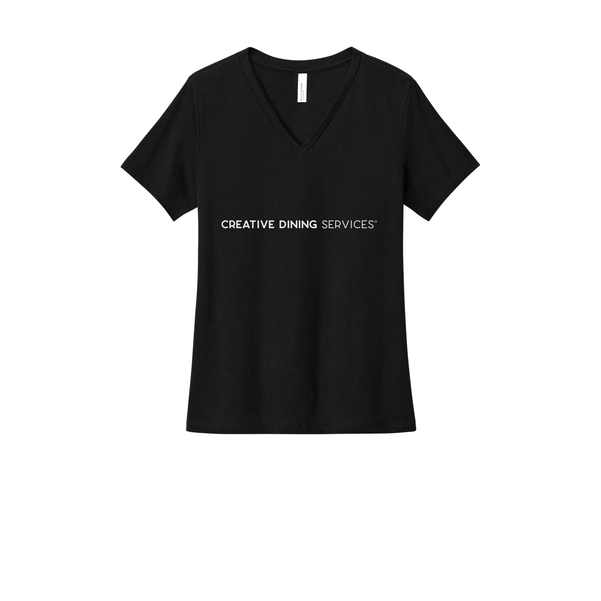 creativedining-womens-relaxed-v-neck-tee-dtf-front-6405CVC-solidblackblend-flat-front