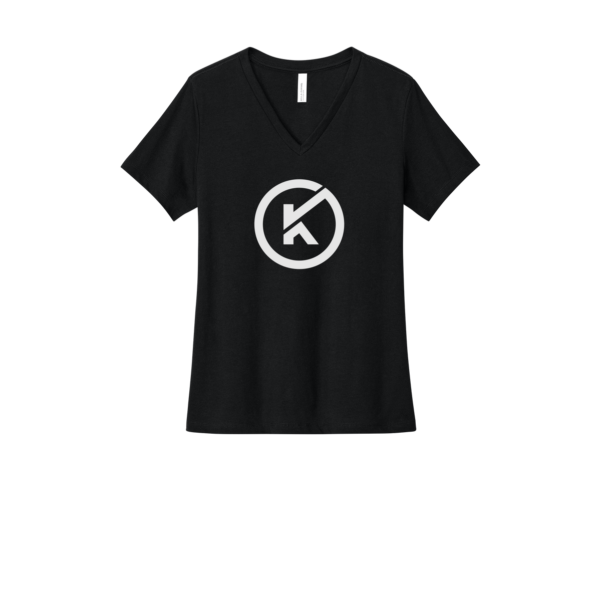 kitmanlabs-womens-relaxed-v-neck-tee-dtf-front-6405CVC-solidblackblend-flat-front