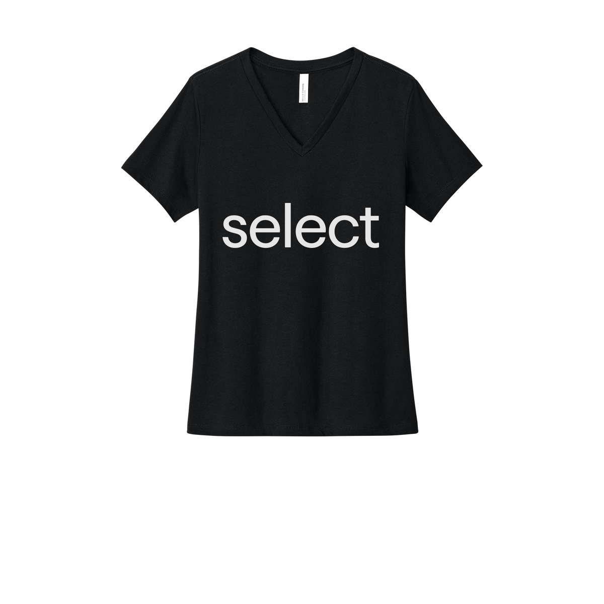 meetselect-womens-relaxed-v-neck-tee-dtf-front-6405CVC-solidblackblend-flat-front