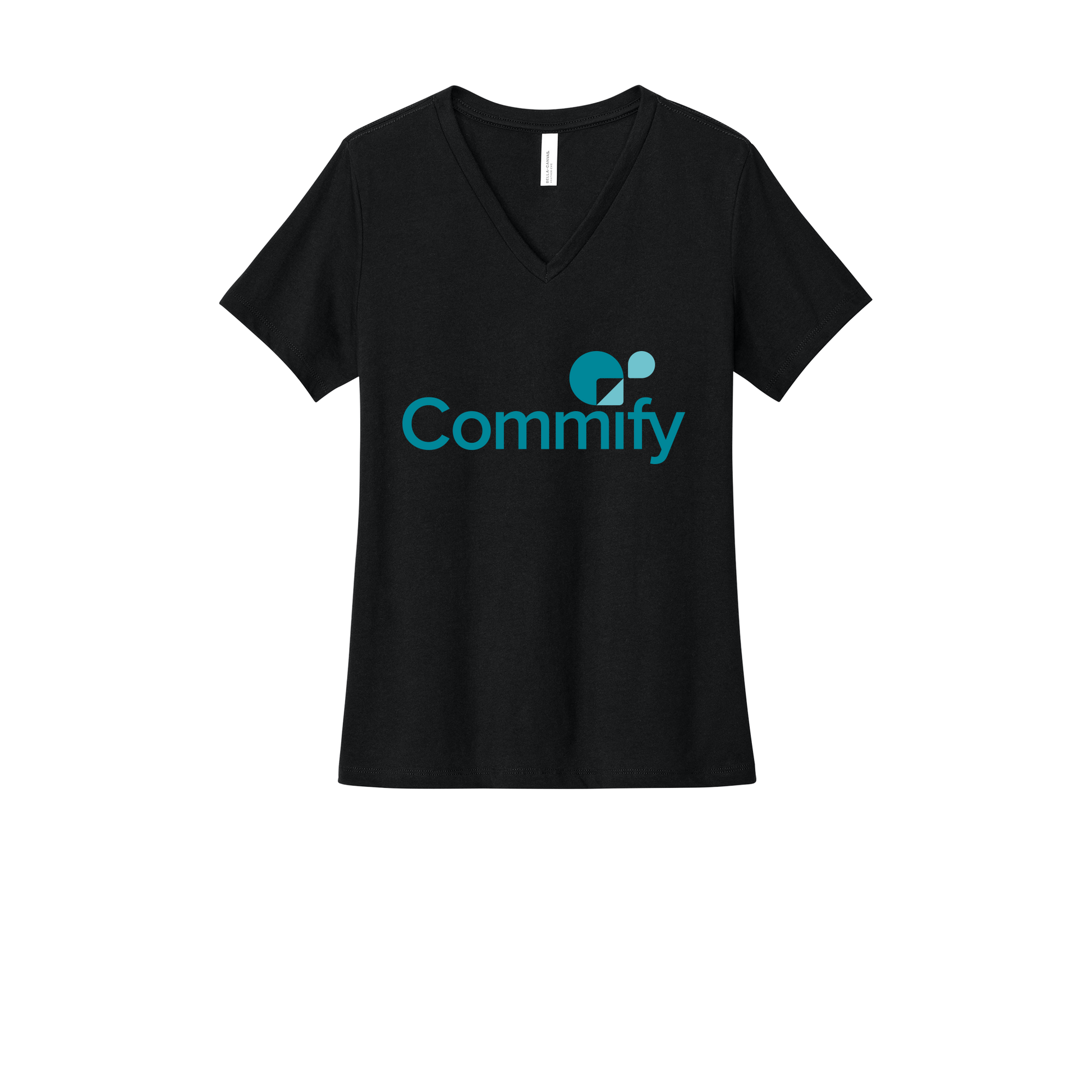 commify-womens-relaxed-v-neck-tee-dtf-front-6405CVC-solidblackblend-flat-front