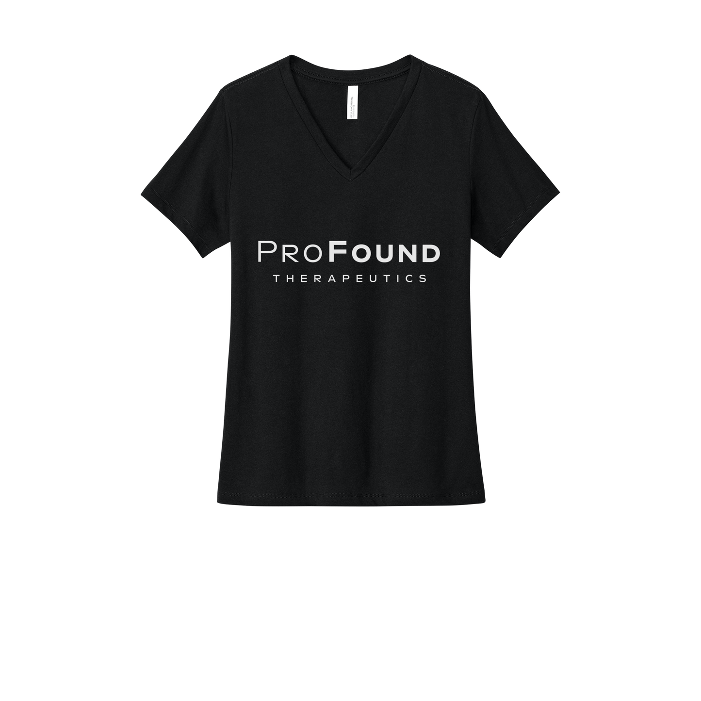 profoundtx-womens-relaxed-v-neck-tee-dtf-front-6405CVC-solidblackblend-flat-front