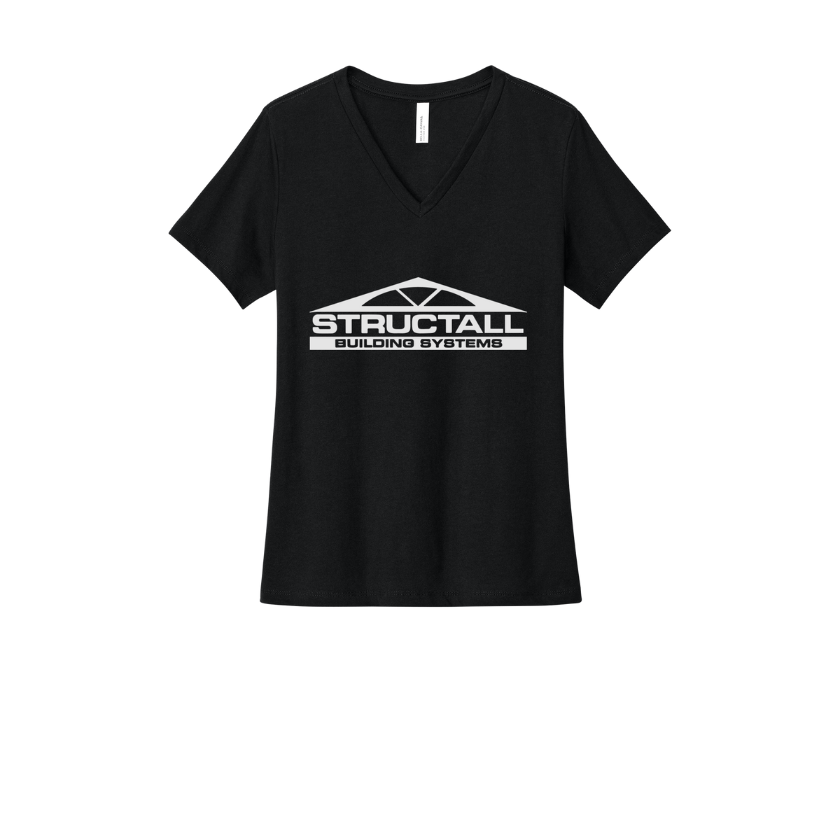 structall-womens-relaxed-v-neck-tee-dtf-front-6405CVC-solidblackblend-flat-front