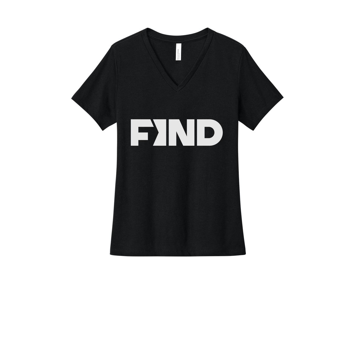 findrealestate-womens-relaxed-v-neck-tee-dtf-front-6405CVC-solidblackblend-flat-front