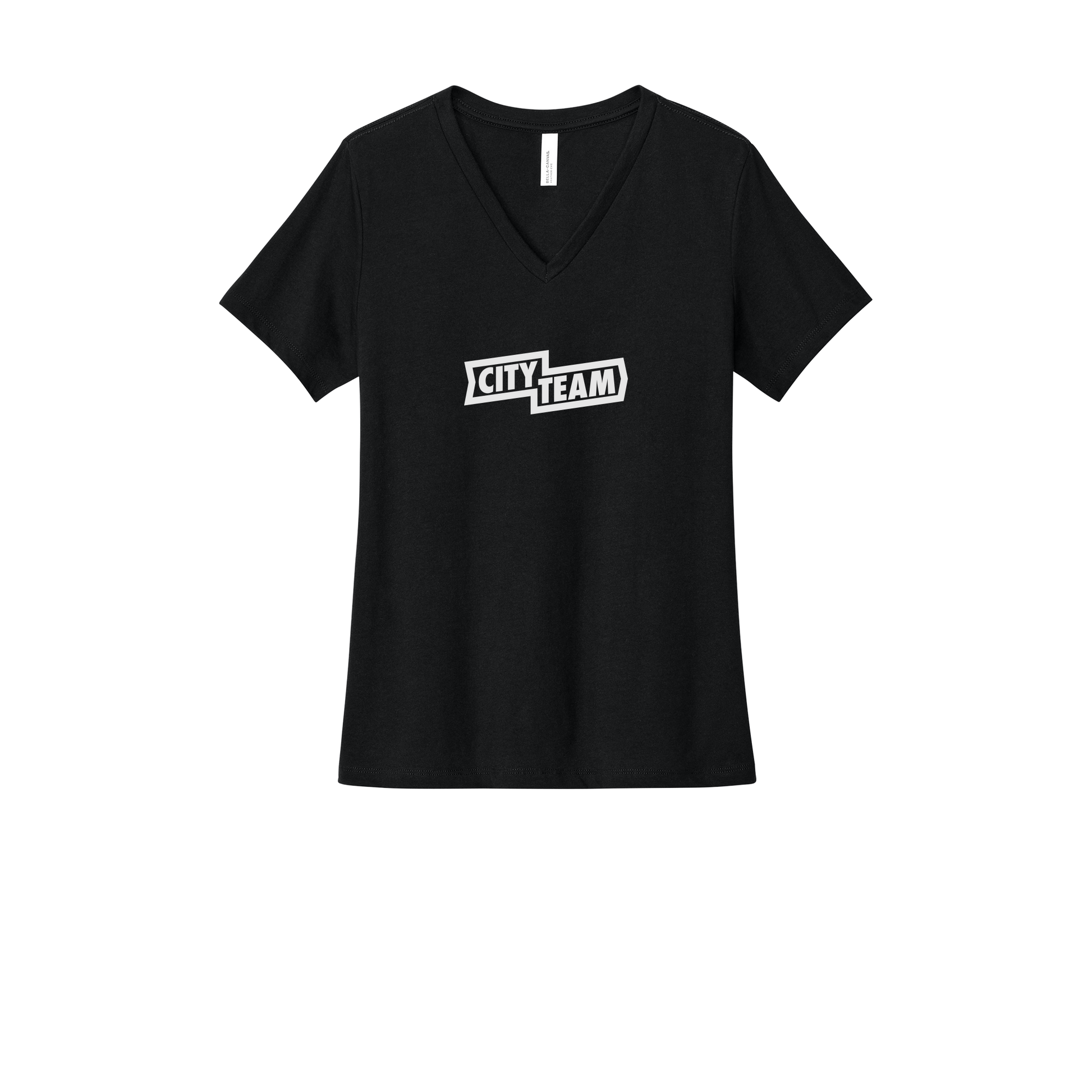 cityteam-womens-relaxed-v-neck-tee-dtf-front-6405CVC-solidblackblend-flat-front